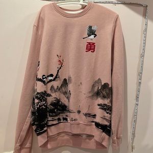 Blind Rooster Japanese springtime print sweatshirt NWT